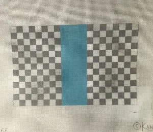 * Kimberly Ann SF06F Louis Square, Gray/ White- Blue Stripe