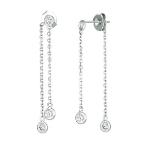 0.50 Carat Natural Diamond Bezel Drop Earrings G SI 14K White Gold
