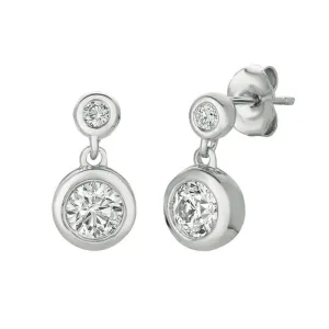 0.75 Carat Natural Diamond Drop Earrings G SI 14K White Gold