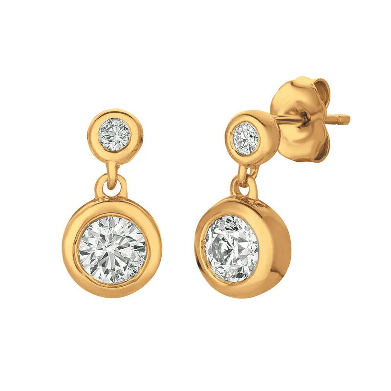 0.75 Carat Natural Diamond Drop Earrings G SI 14K White Gold