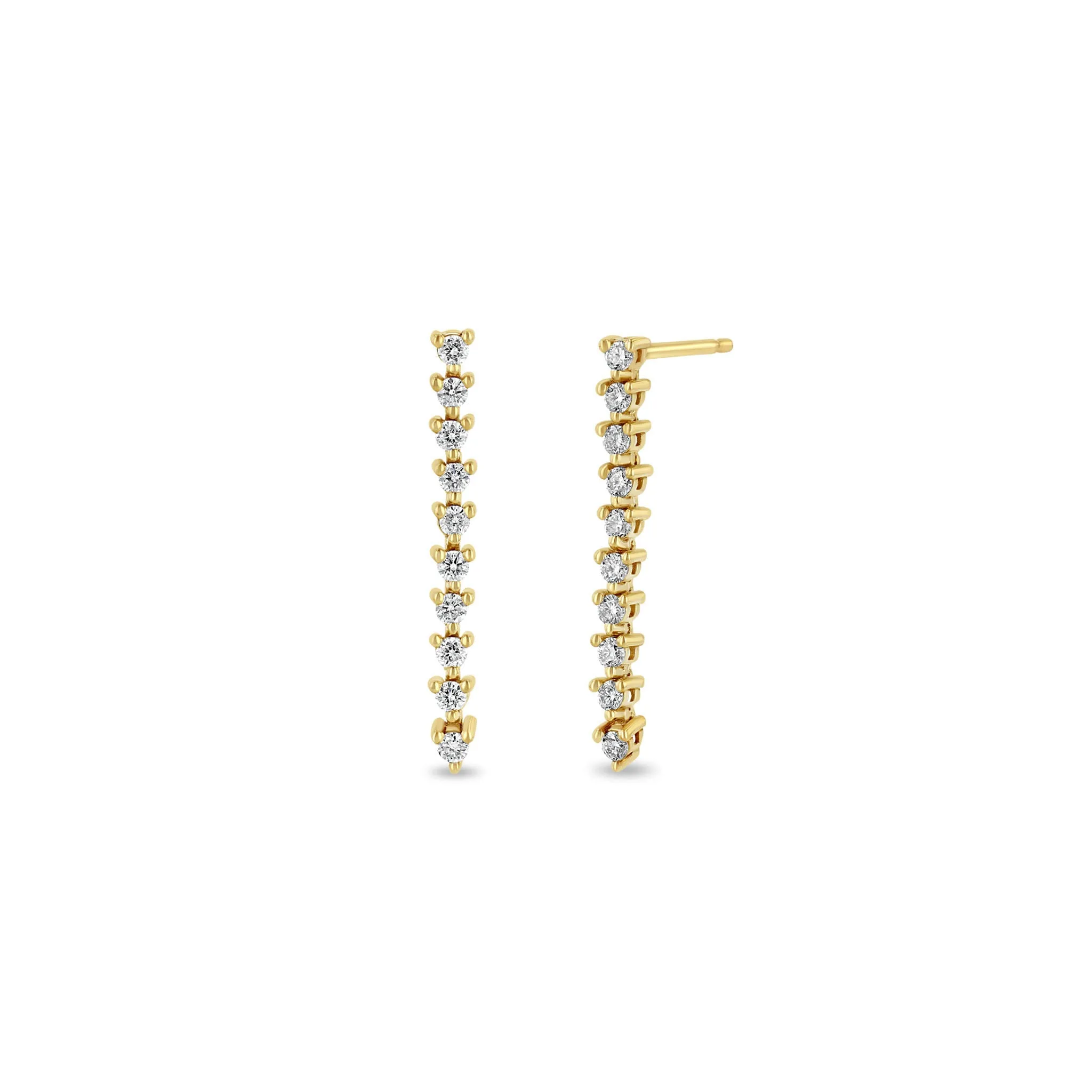 14k Diamond Tennis Drop Earrings
