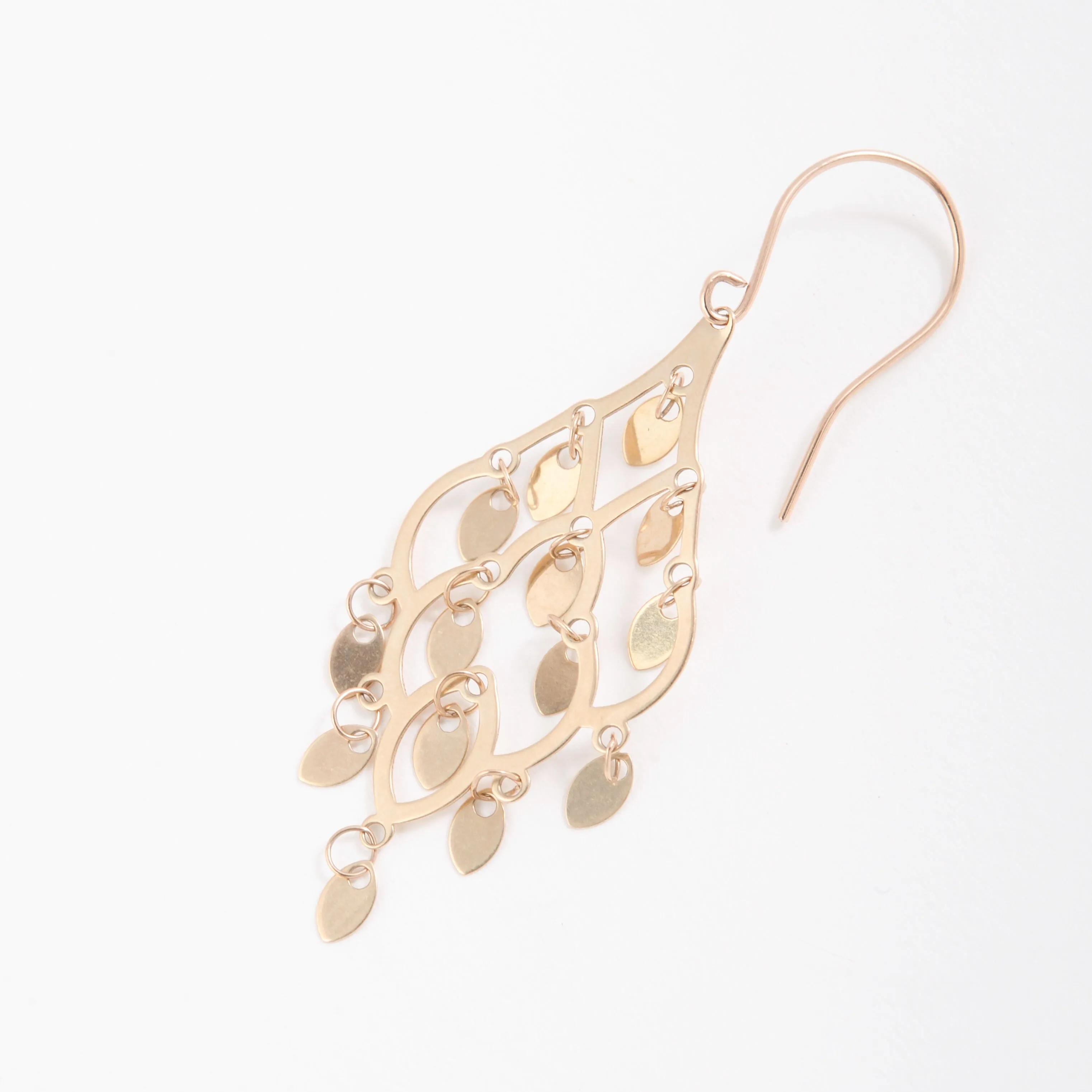 14K Gold Mirror Chandelier Drop Earrings