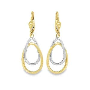14K Two-Tone Gold Interlocking Teardrop Drop Earrings