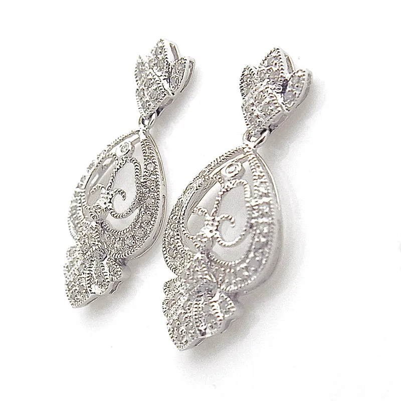 14k White Gold Diamond Earrings