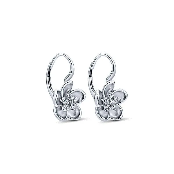 14k White Gold Floral Drop