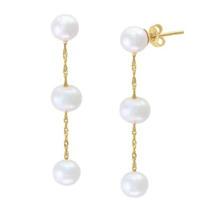 14K Yellow Gold 5.5-6mm Freshwater Pearl Drop Earrings