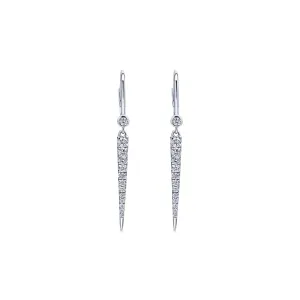14KT white gold graduated drop earrings with 0.34ctw round c...