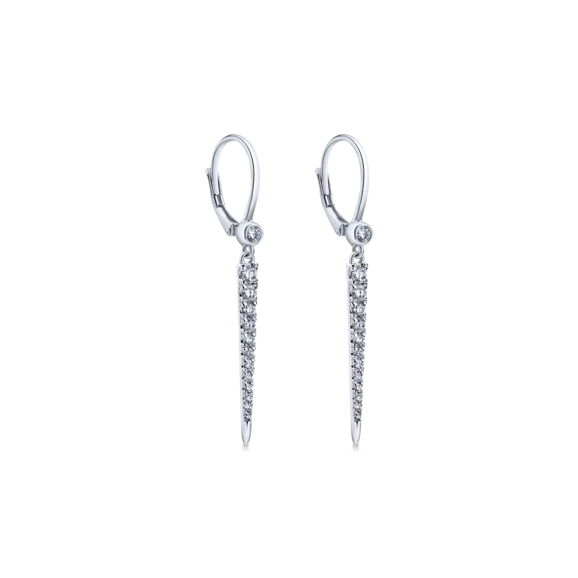 14KT white gold graduated drop earrings with 0.34ctw round c...