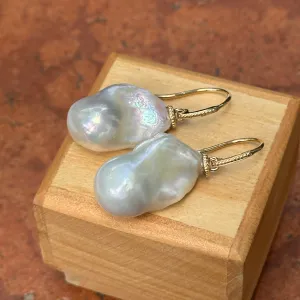 14KT Yellow Gold Baroque Freshwater Pearl Dangle Earrings