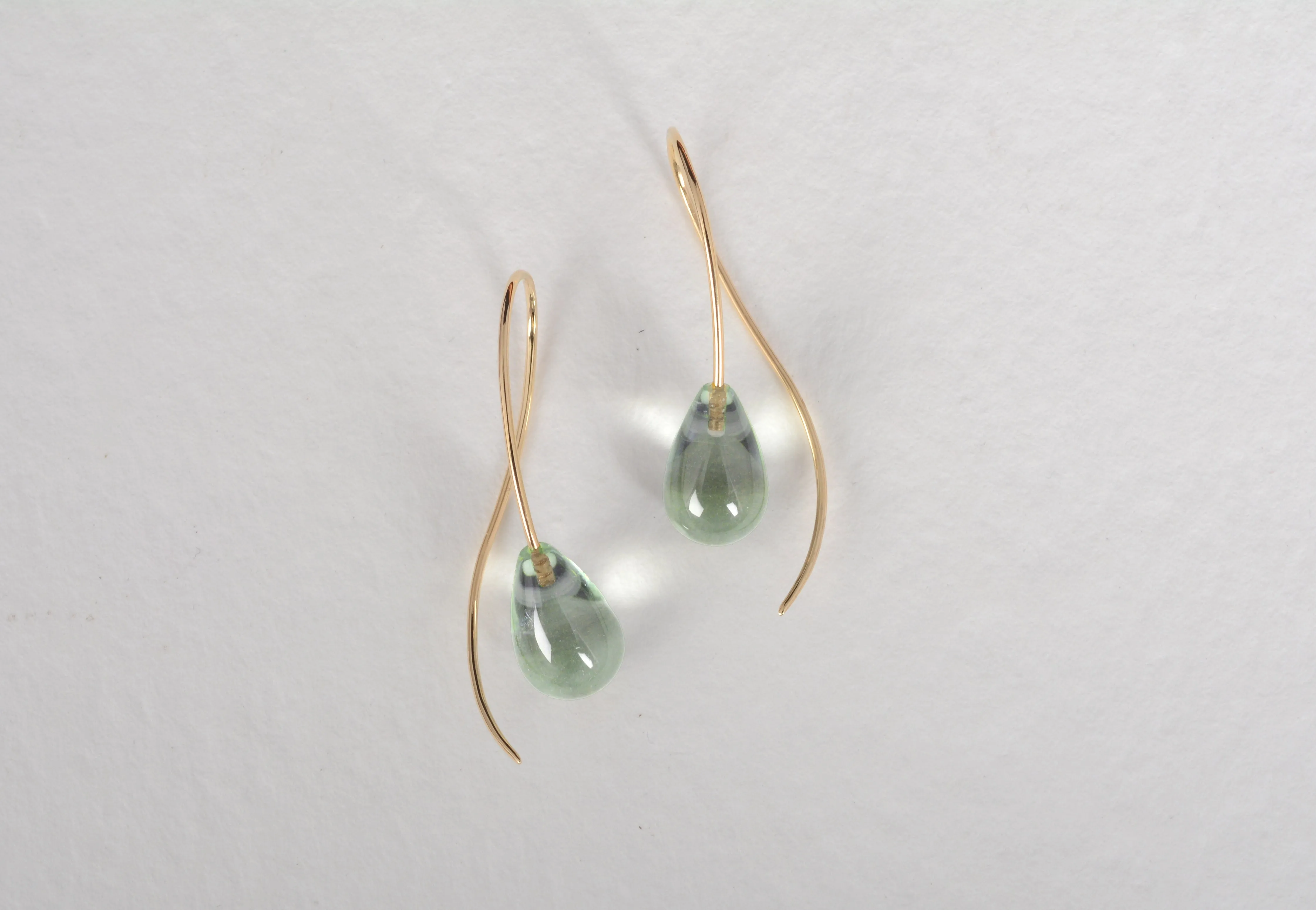 18 carat gold faceted prasiolite drop earrings