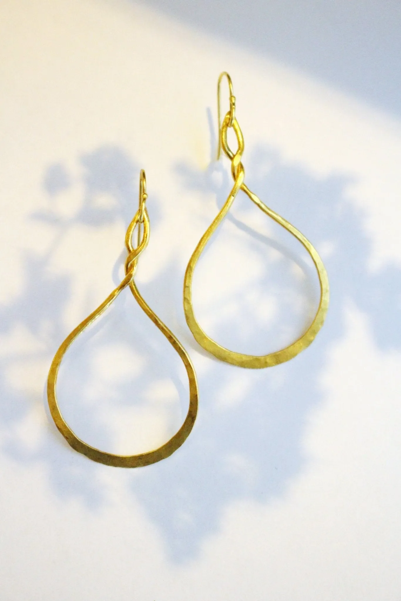 18K Gold Twisted Teardrop "Tangier" Hoop Earrings