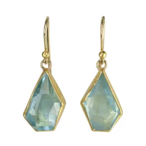 22 & 18K Asymmetrical Polygonal Rosecut Aquamarine Earrings