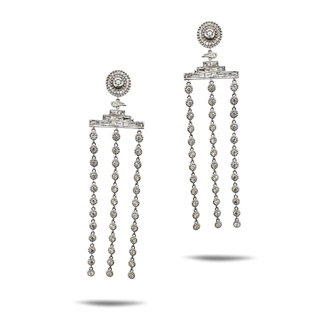 3 Tier Diamond Drop Earrings