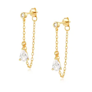 925 Silver Pear Shape Tassel Drop Earrings