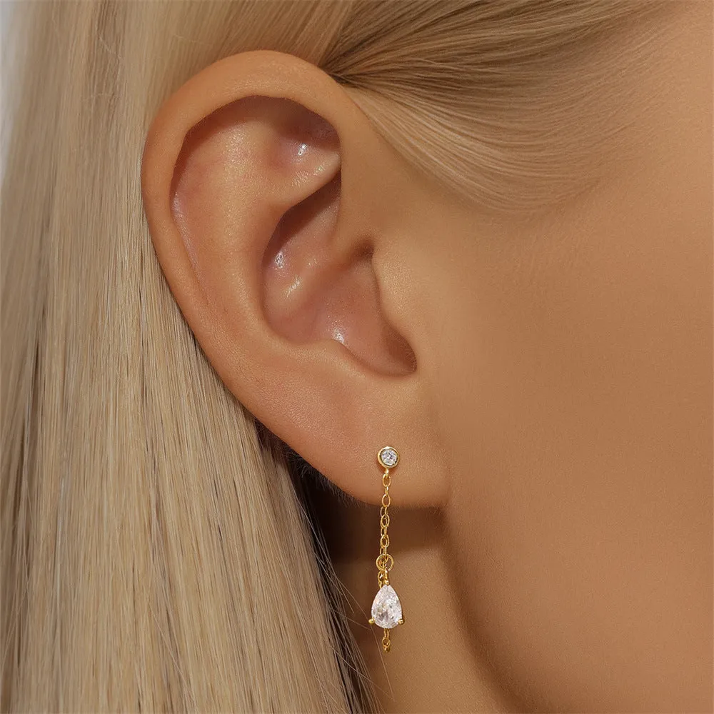 925 Silver Pear Shape Tassel Drop Earrings