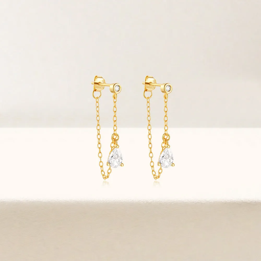 925 Silver Pear Shape Tassel Drop Earrings