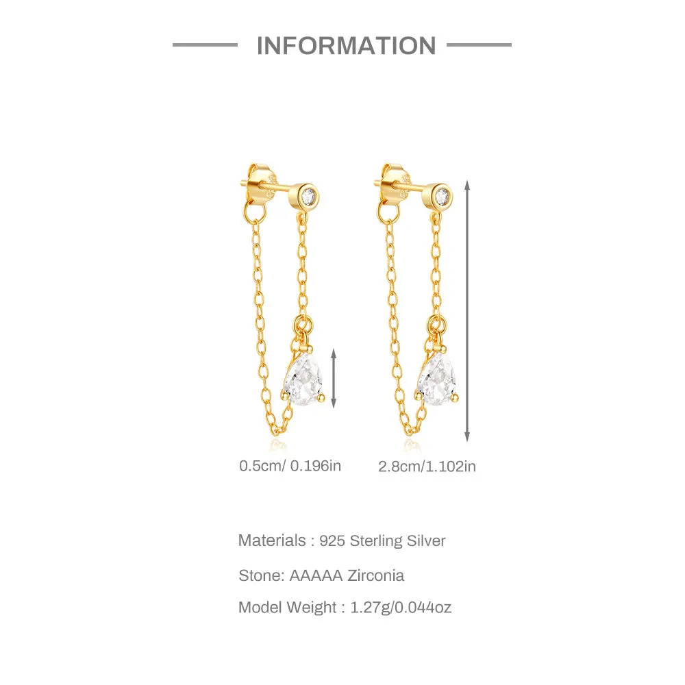 925 Silver Pear Shape Tassel Drop Earrings