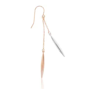 9ct Rose And White Gold Double Polished Bar Drop Earrings