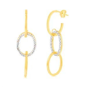 9ct Yellow Gold Silverfilled Crystal Triple Circle Drop Earrings
