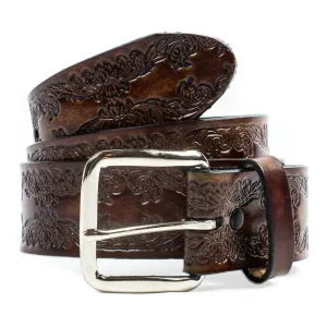 A101  1 1/2" Antique Finish Belt- Scroll Design