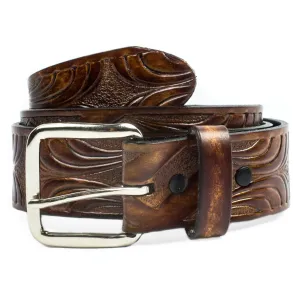 A220  1 1/2" Antique Finish Belt- Geometric
