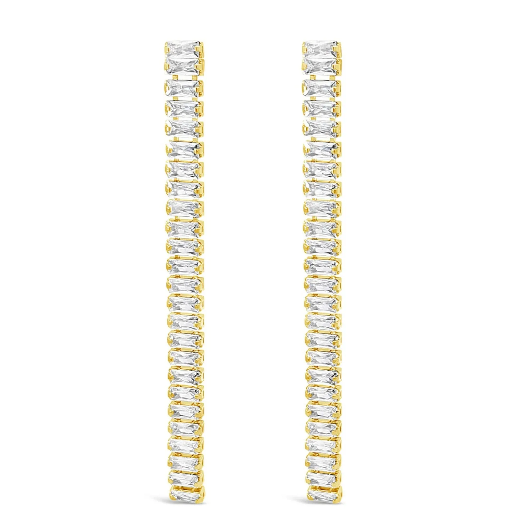 Absolute Gold & Clear Crystal Baguette Long Drop Earrings