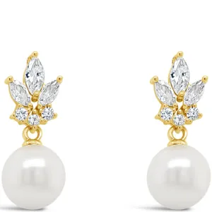 Absolute Gold Crystal & Pearl Drop Earrings