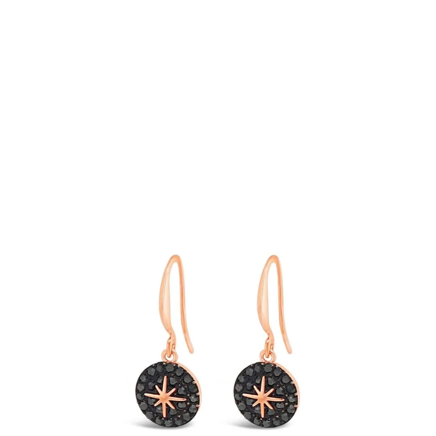Absolute Rose Gold Gun Metal Star Disc Small Drop Earrings