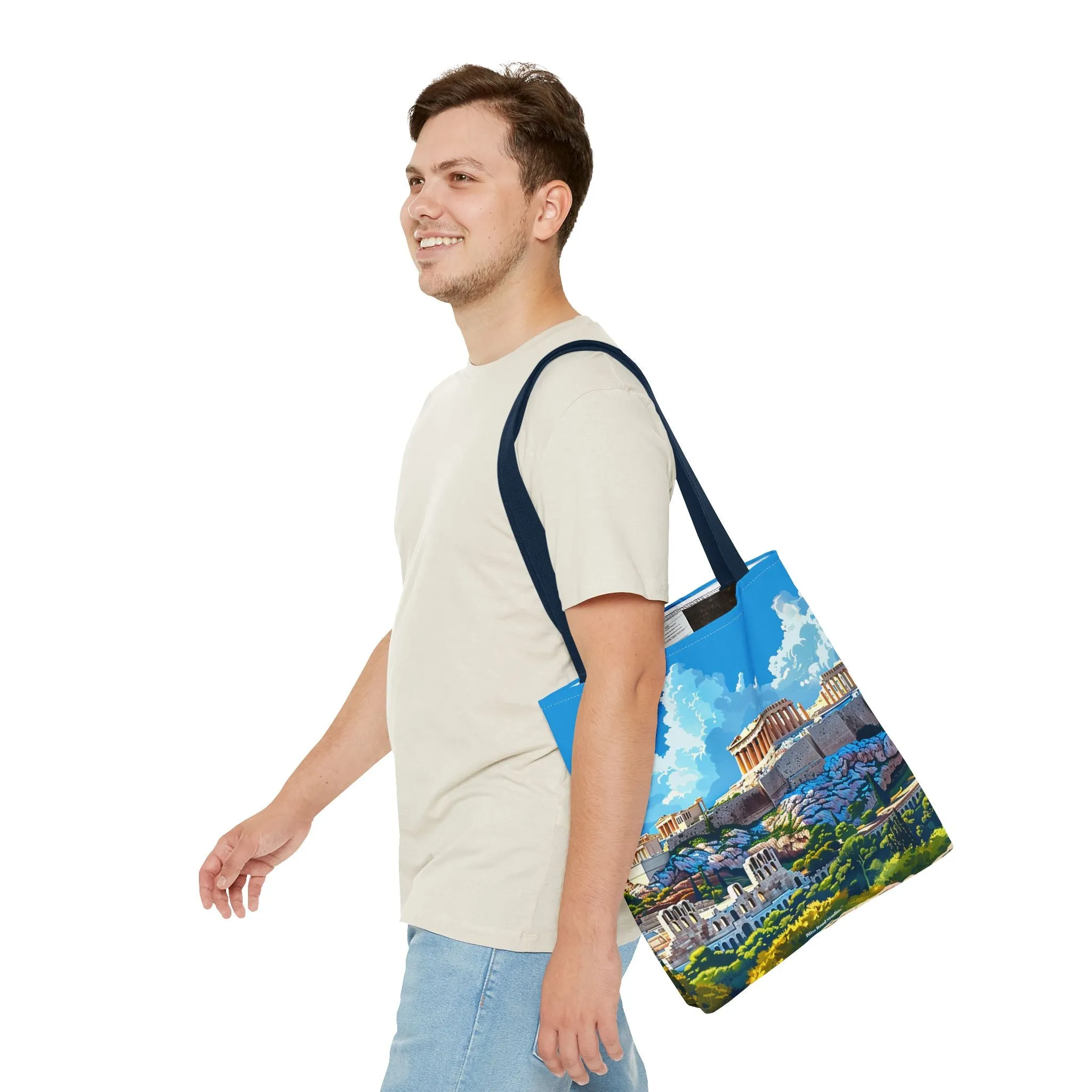 Acropolis Skyline Splendor Tote Bag - Carry the Legacy of Athens with You! Available in 3 sizes.