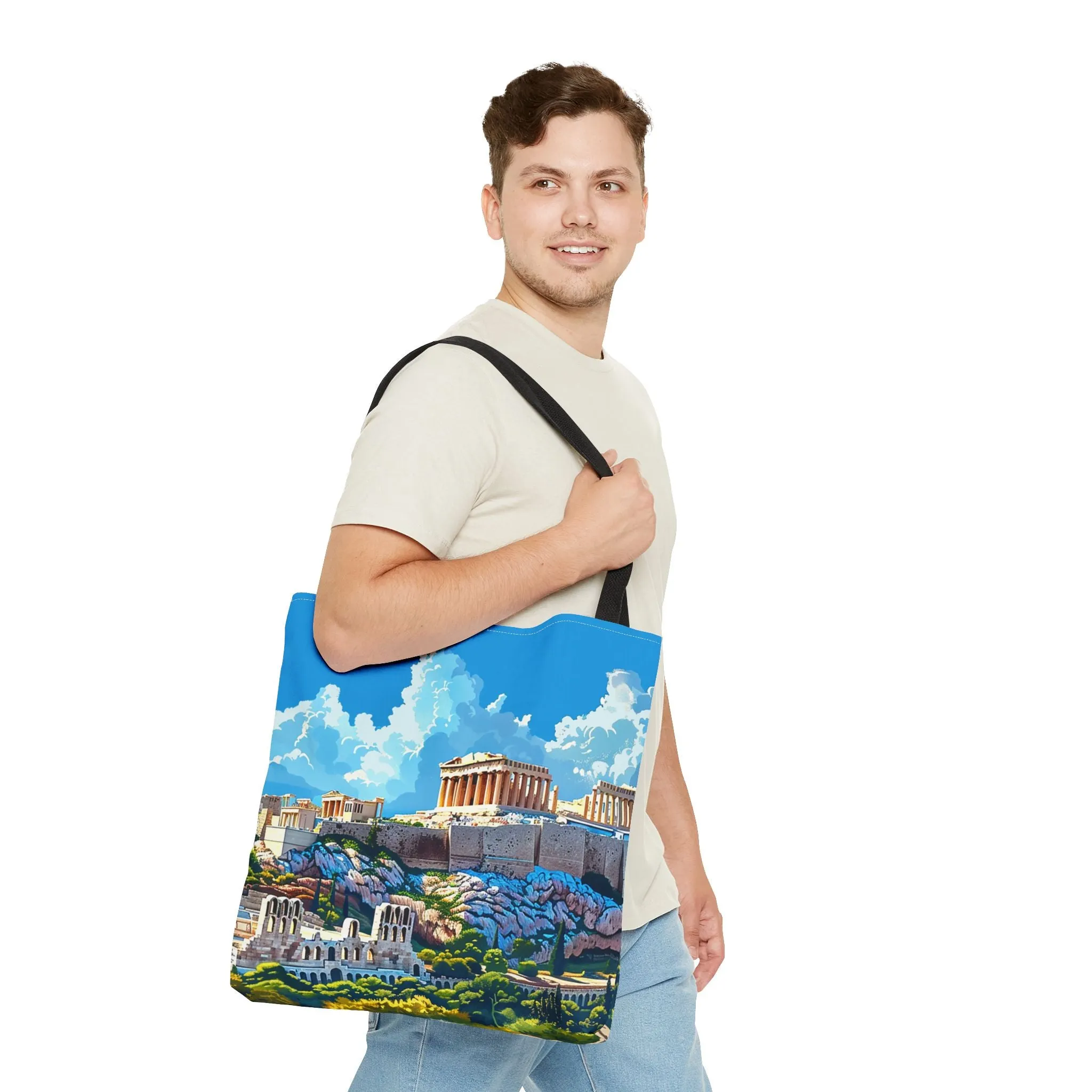 Acropolis Skyline Splendor Tote Bag - Carry the Legacy of Athens with You! Available in 3 sizes.