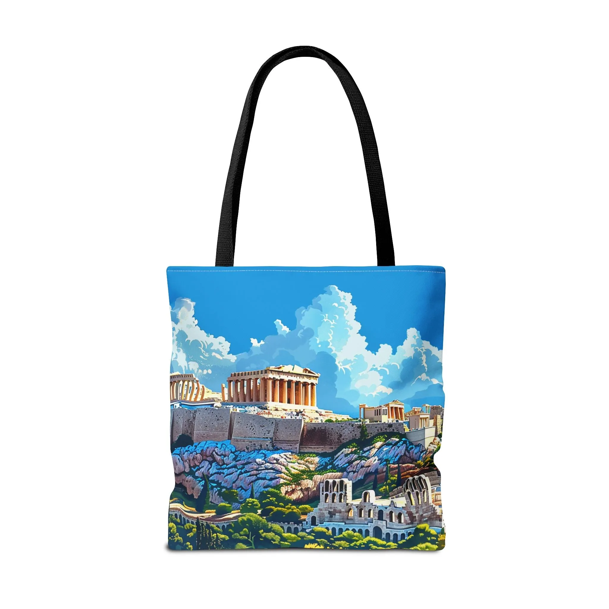 Acropolis Skyline Splendor Tote Bag - Carry the Legacy of Athens with You! Available in 3 sizes.