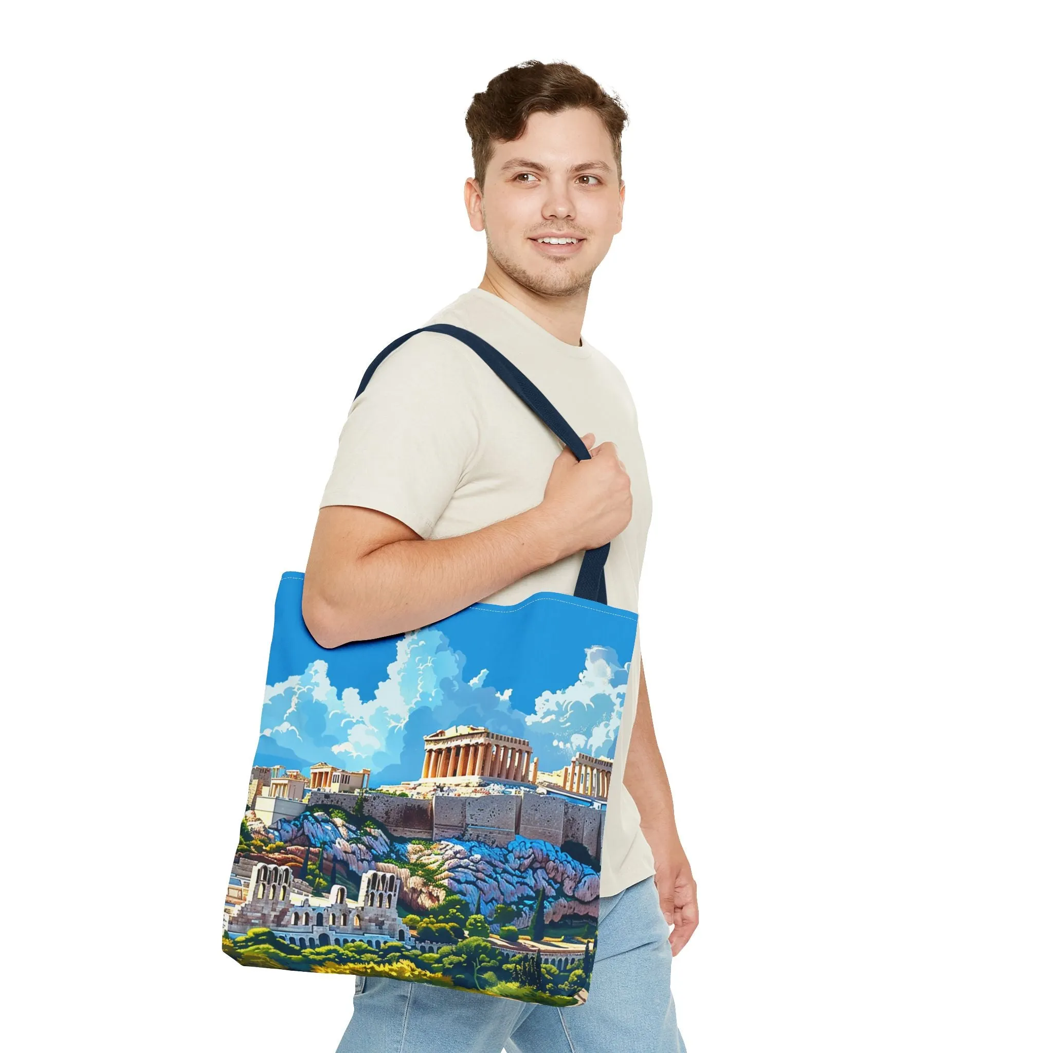 Acropolis Skyline Splendor Tote Bag - Carry the Legacy of Athens with You! Available in 3 sizes.