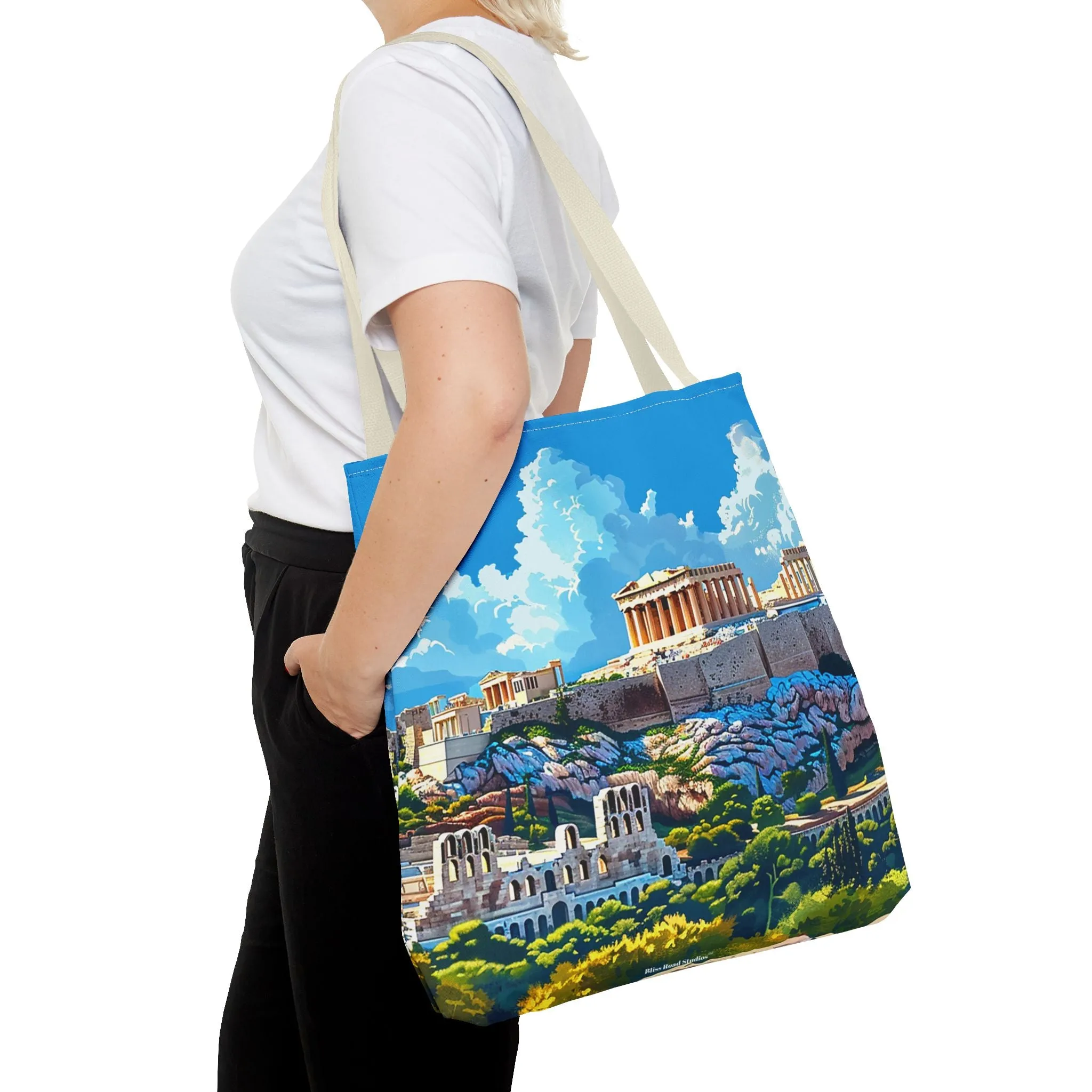 Acropolis Skyline Splendor Tote Bag - Carry the Legacy of Athens with You! Available in 3 sizes.