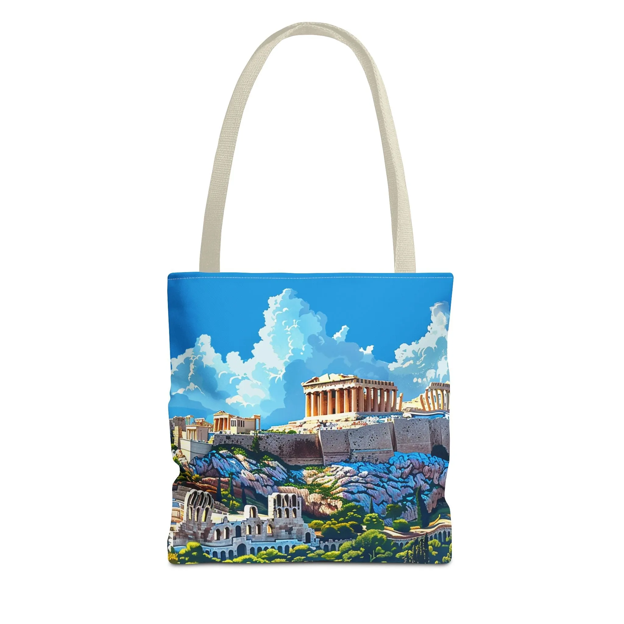 Acropolis Skyline Splendor Tote Bag - Carry the Legacy of Athens with You! Available in 3 sizes.