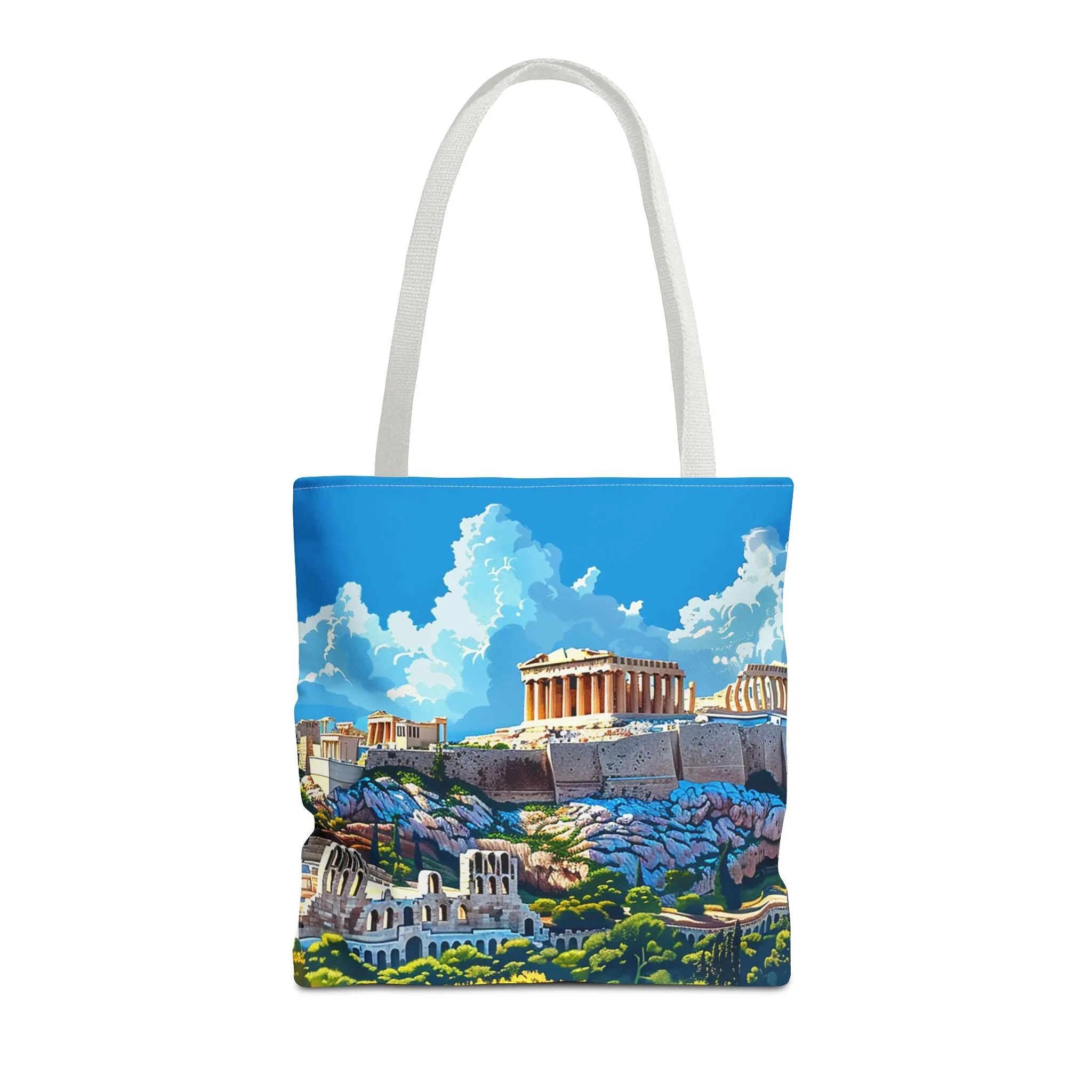 Acropolis Skyline Splendor Tote Bag - Carry the Legacy of Athens with You! Available in 3 sizes.