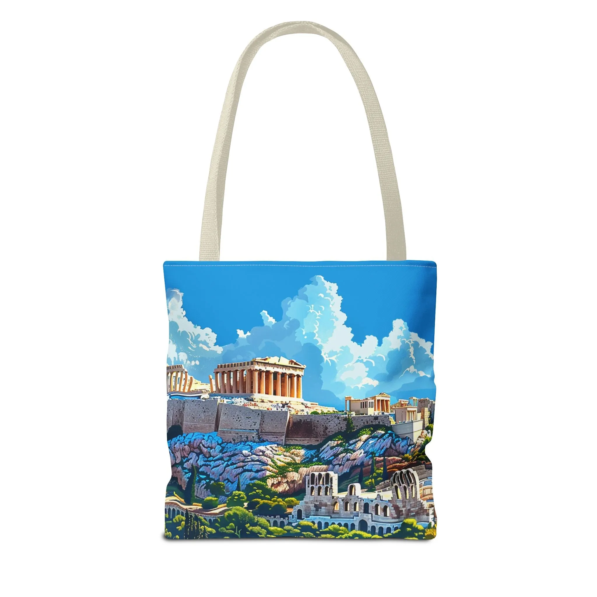 Acropolis Skyline Splendor Tote Bag - Carry the Legacy of Athens with You! Available in 3 sizes.