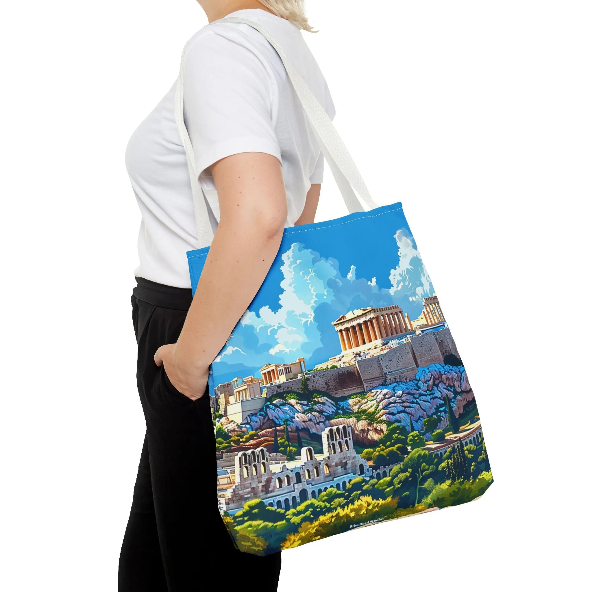 Acropolis Skyline Splendor Tote Bag - Carry the Legacy of Athens with You! Available in 3 sizes.
