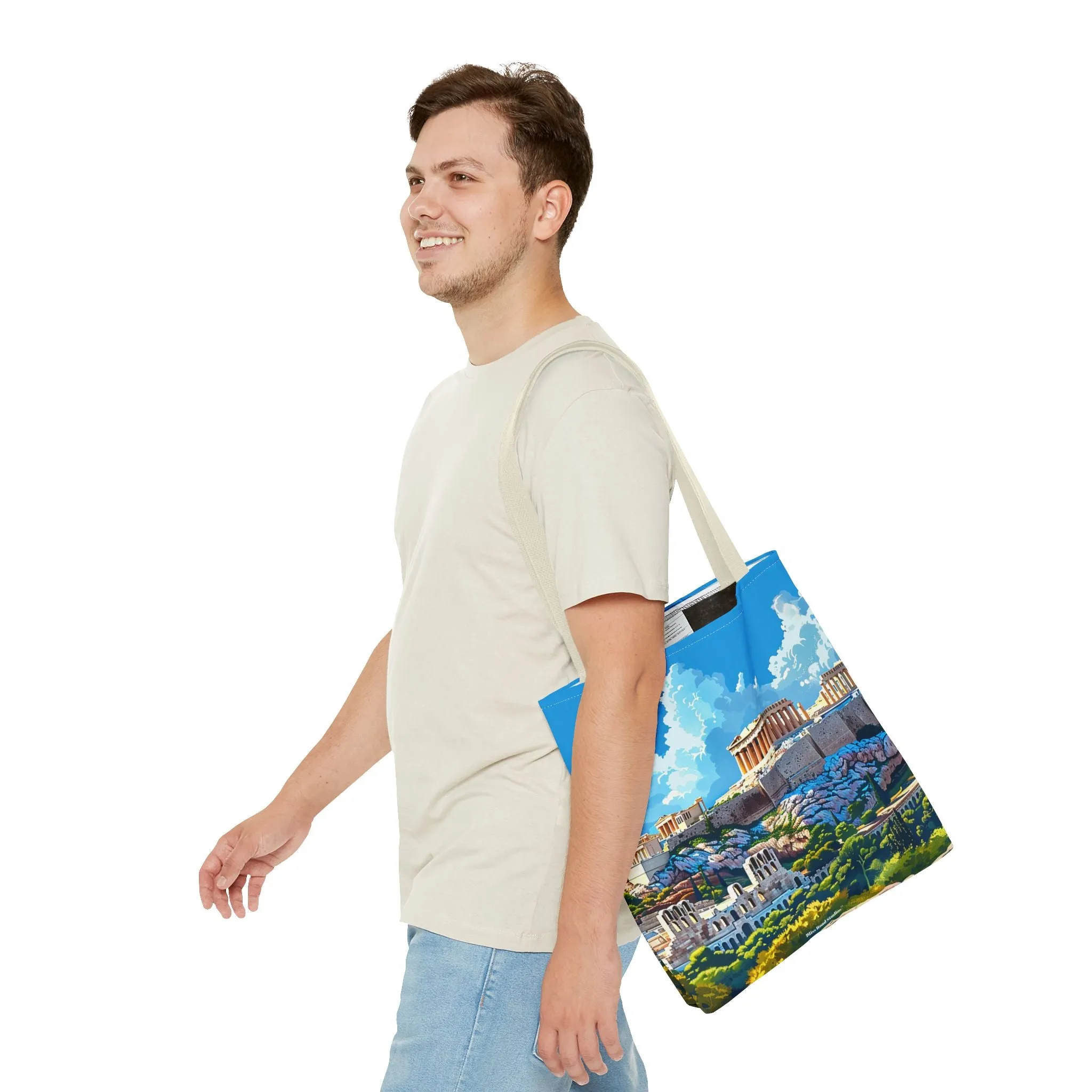 Acropolis Skyline Splendor Tote Bag - Carry the Legacy of Athens with You! Available in 3 sizes.