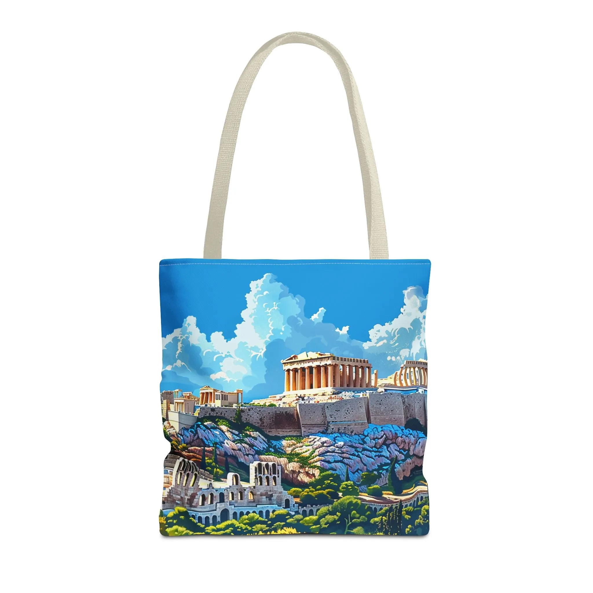Acropolis Skyline Splendor Tote Bag - Carry the Legacy of Athens with You! Available in 3 sizes.