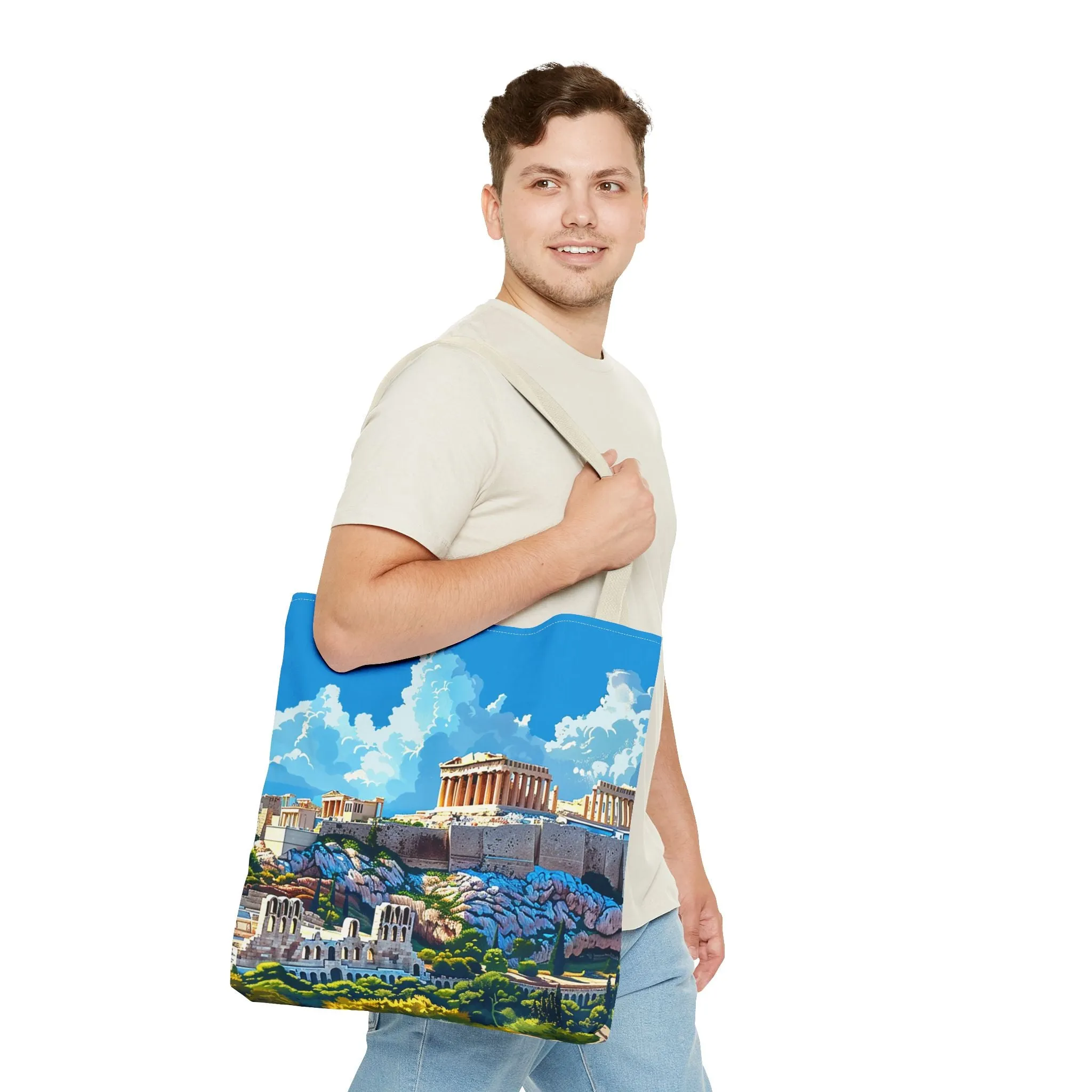 Acropolis Skyline Splendor Tote Bag - Carry the Legacy of Athens with You! Available in 3 sizes.