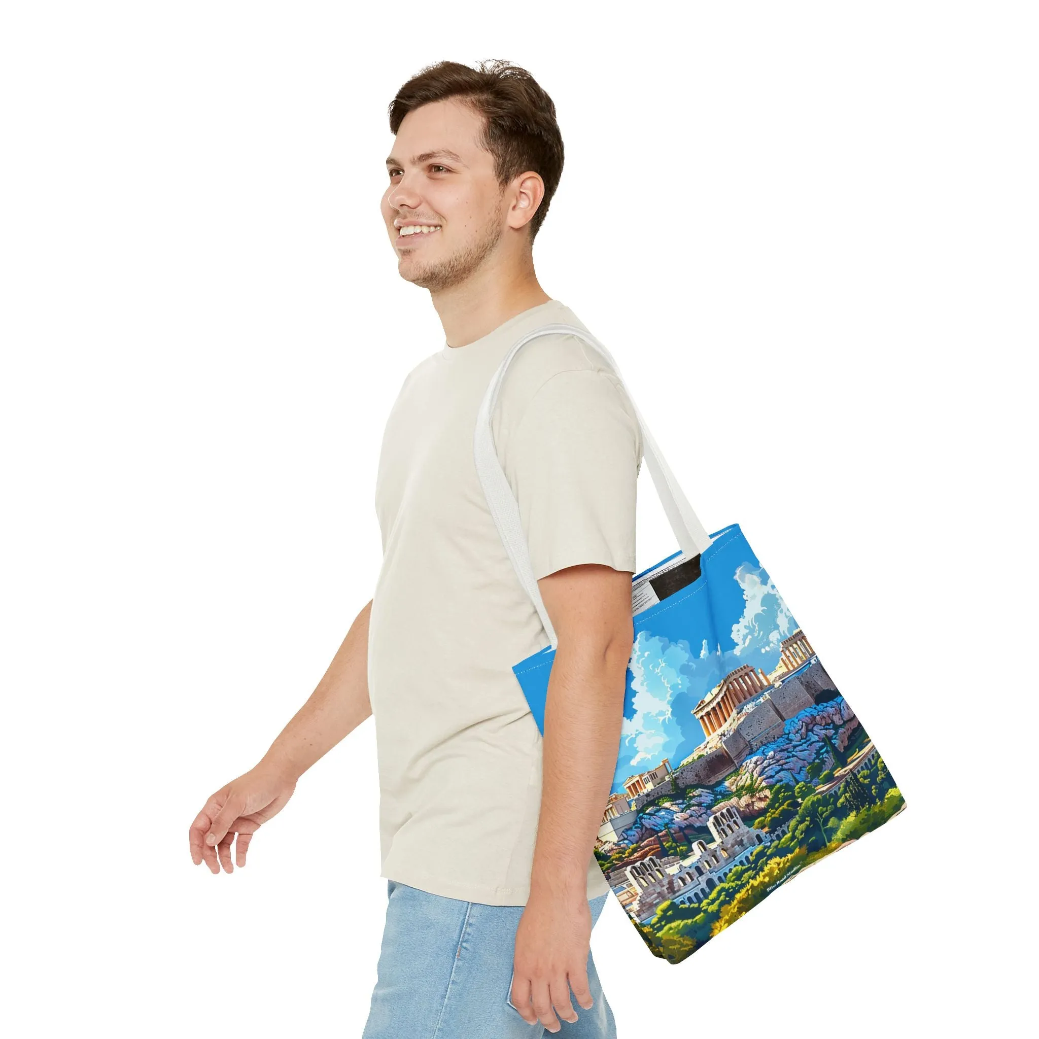 Acropolis Skyline Splendor Tote Bag - Carry the Legacy of Athens with You! Available in 3 sizes.