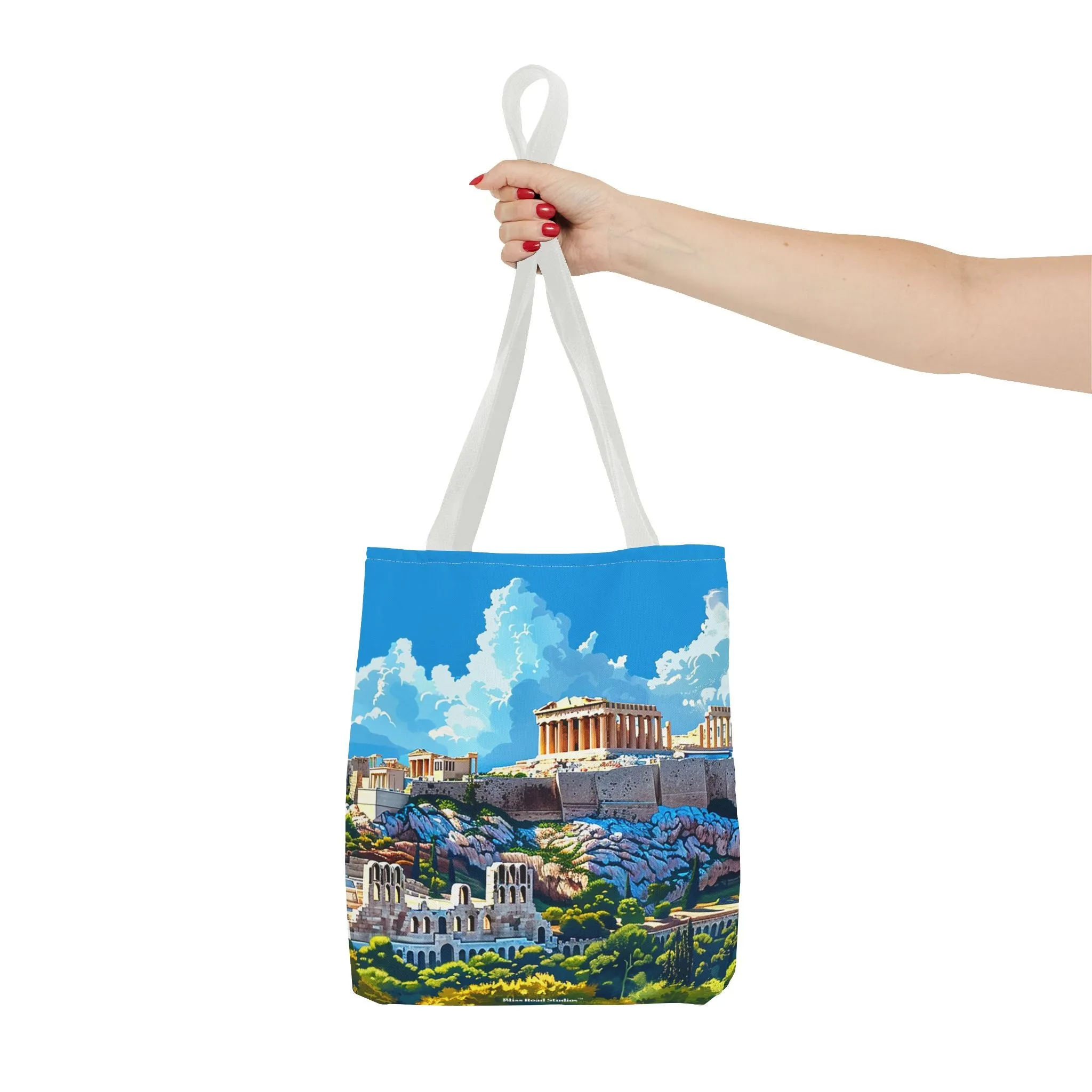 Acropolis Skyline Splendor Tote Bag - Carry the Legacy of Athens with You! Available in 3 sizes.