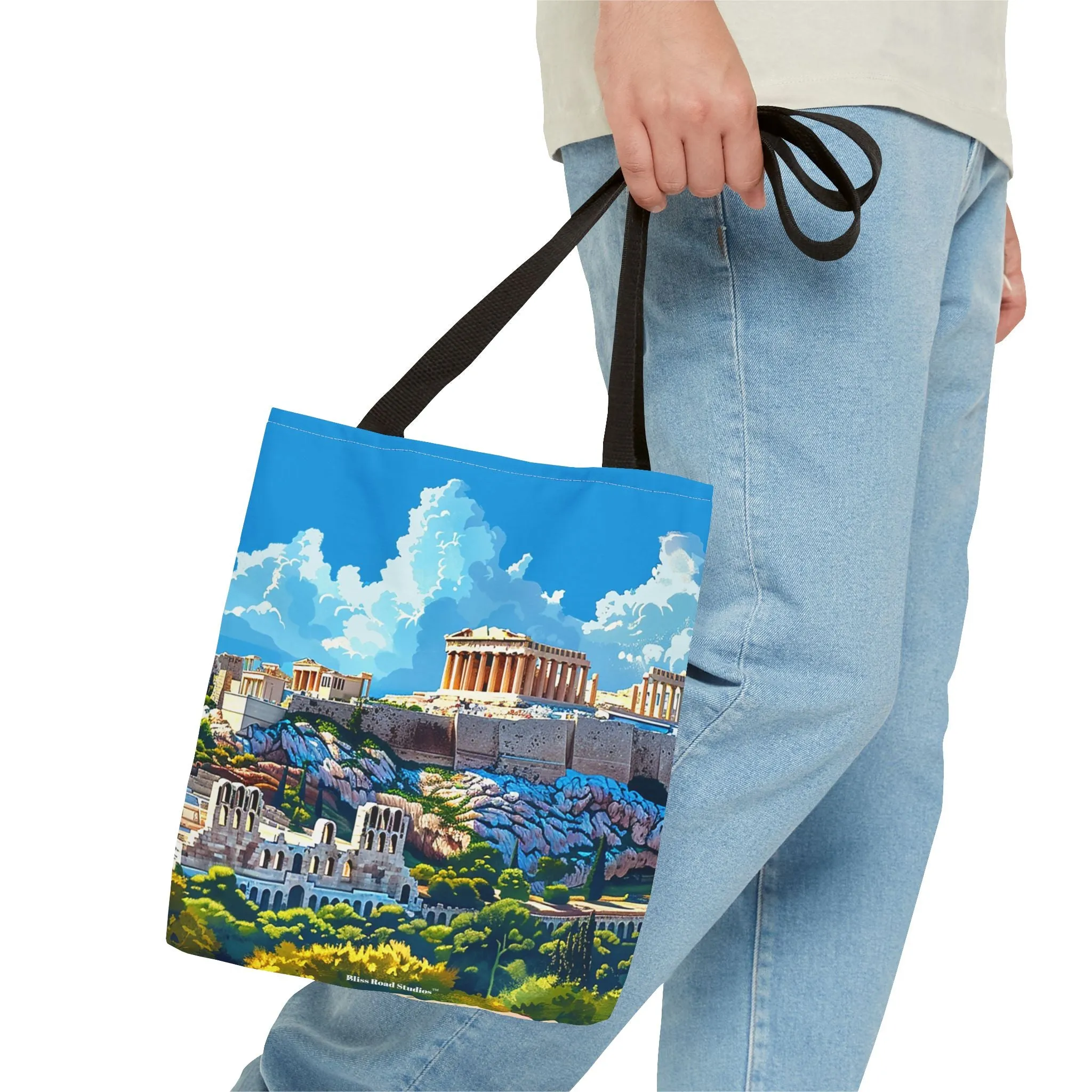 Acropolis Skyline Splendor Tote Bag - Carry the Legacy of Athens with You! Available in 3 sizes.
