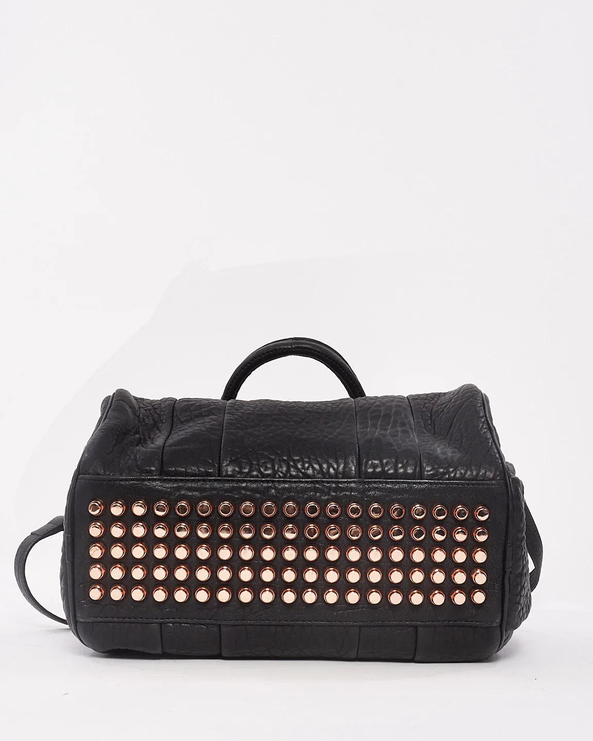 Alexander Wang Black Pebble Lambskin & Rose Gold Studded Rocco Bag