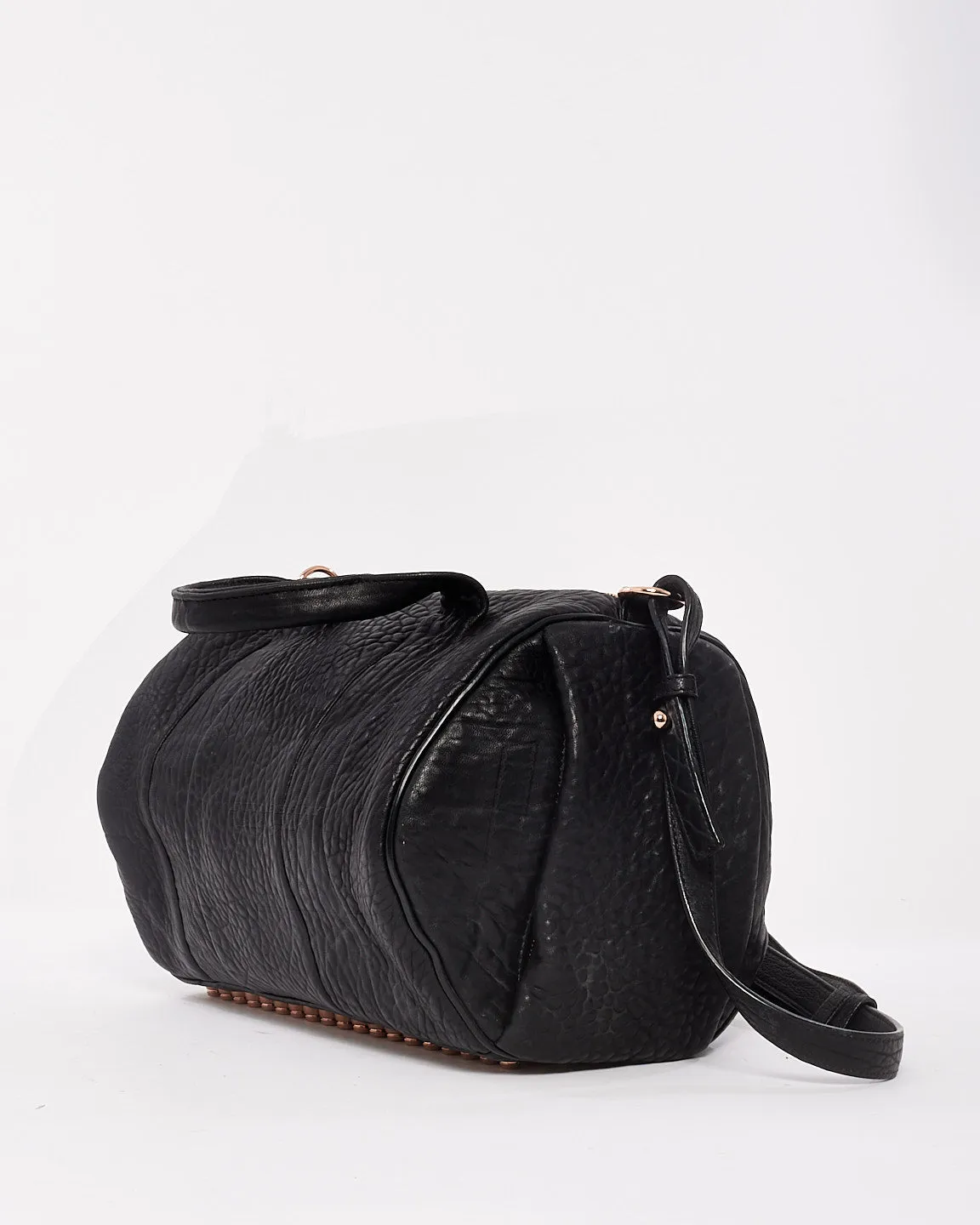 Alexander Wang Black Pebble Lambskin & Rose Gold Studded Rocco Bag
