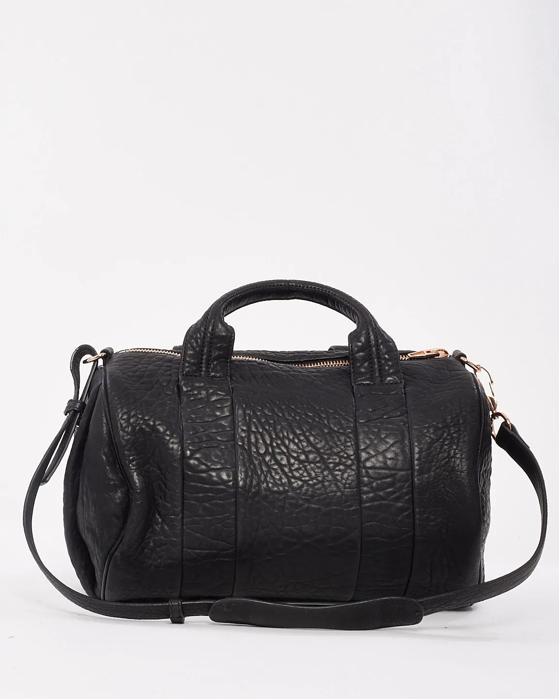Alexander Wang Black Pebble Lambskin & Rose Gold Studded Rocco Bag