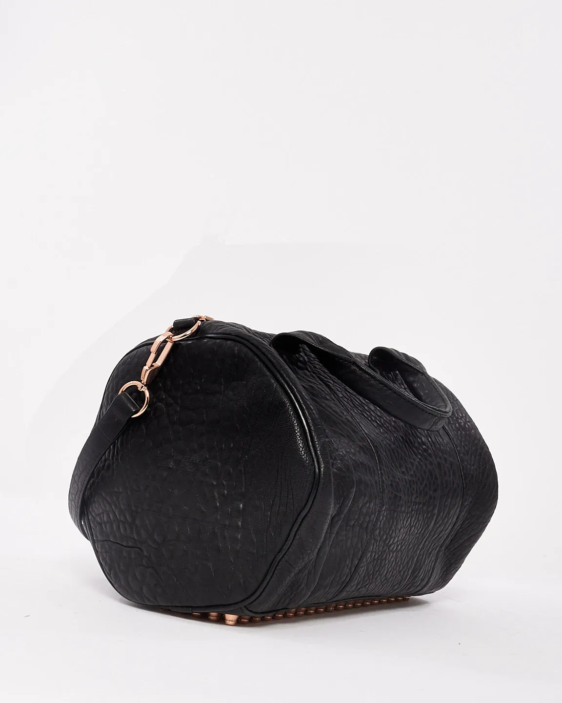 Alexander Wang Black Pebble Lambskin & Rose Gold Studded Rocco Bag