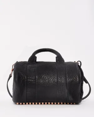 Alexander Wang Black Pebble Lambskin & Rose Gold Studded Rocco Bag