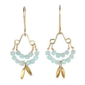Amazonite & Gold Vermeil Beaded "Double Hoop" Earrings