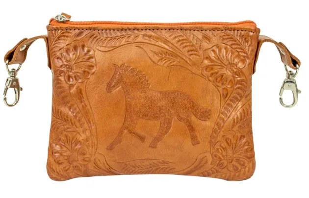American West Handbag Hitchin' Post Collection: Trail Rider Crossbody Tooled Hip